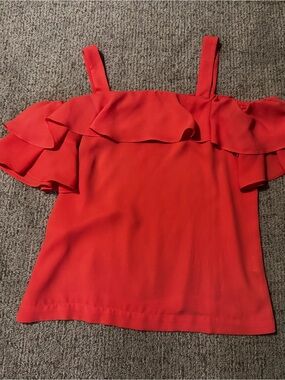 J. Crew Red Ruffle Off-Shoulder Camisole
